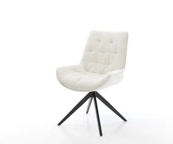 Chaise-pivotante Taimi-Flex bouclé doux beige pied croisé large noir pivotement sur 360° fonction bascule