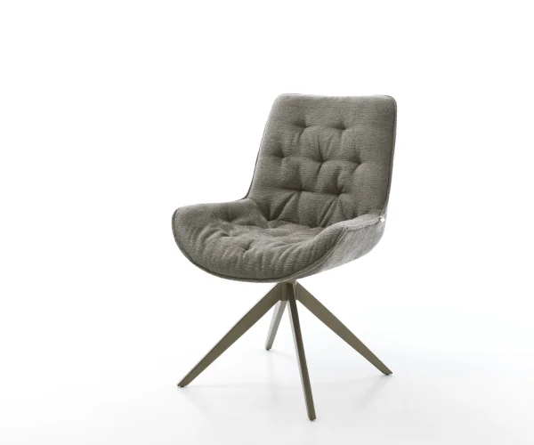 Chaise-pivotante Taimi-Flex bouclé doux couleur boue pied croisé large aspect titane pivotement sur 360° fonction bascule