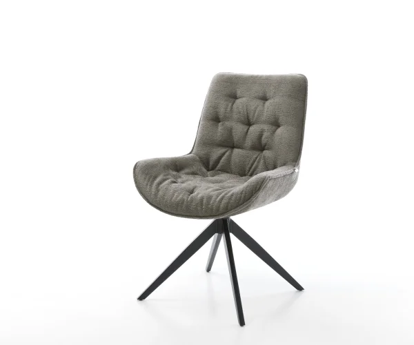 Chaise-pivotante Taimi-Flex bouclé doux couleur boue pied croisé large noir pivotement sur 360° fonction bascule