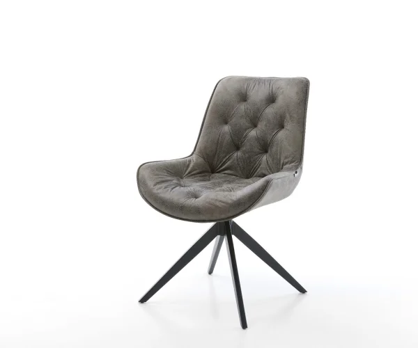 Chaise-pivotante Taimi-Flex microvelours gris antique pied croisé large noir pivotement sur 360° fonction bascule