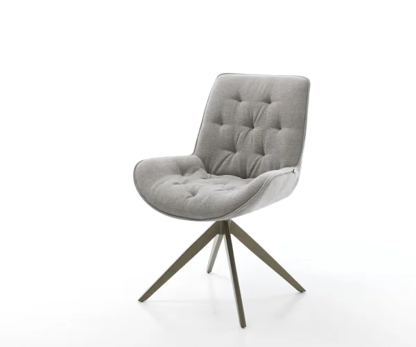 Chaise-pivotante Taimi-Flex tissu structuré doux gris pied croisé large aspect titane pivotement sur 360° fonction bascule