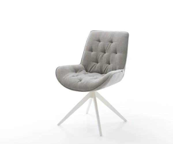 Chaise-pivotante Taimi-Flex tissu structuré doux gris pied croisé large blanc pivotement sur 360° fonction bascule