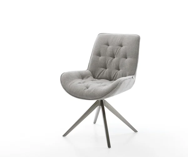 Chaise-pivotante Taimi-Flex tissu structuré doux gris pied croisé large grafiete pivotement sur 360° fonction bascule