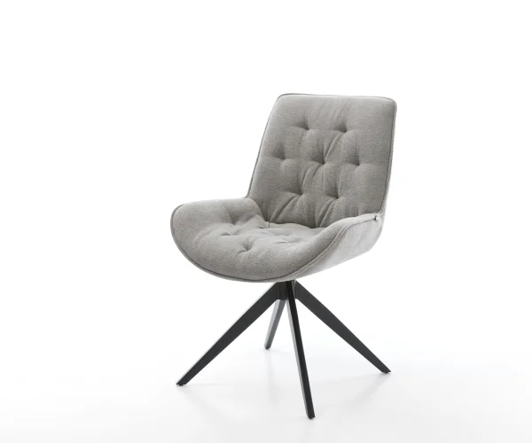 Chaise-pivotante Taimi-Flex tissu structuré doux gris pied croisé large noir pivotement sur 360° fonction bascule