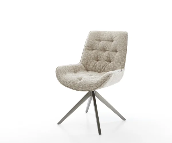 Chaise-pivotante Taimi-Flex tissu tissé doux beige pied croisé large grafiete pivotement sur 360° fonction bascule