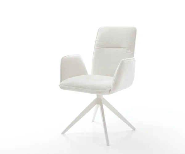 Chaise-pivotante Vinja-Flex bouclé doux beige pied croisé large blanc pivotement sur 360° fonction bascule