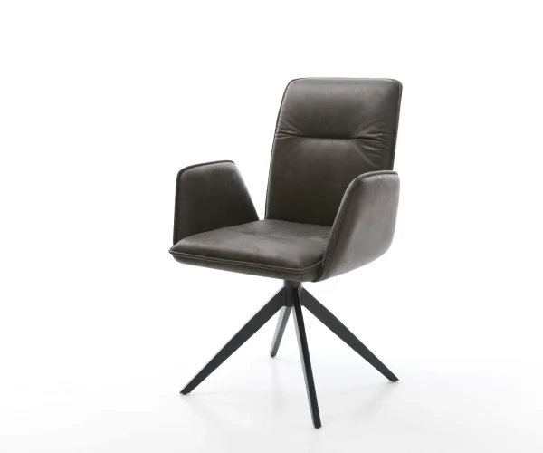 Chaise-pivotante Vinja-Flex microvelours anthracite vintage pied croisé large noir pivotement sur 360° fonction bascule