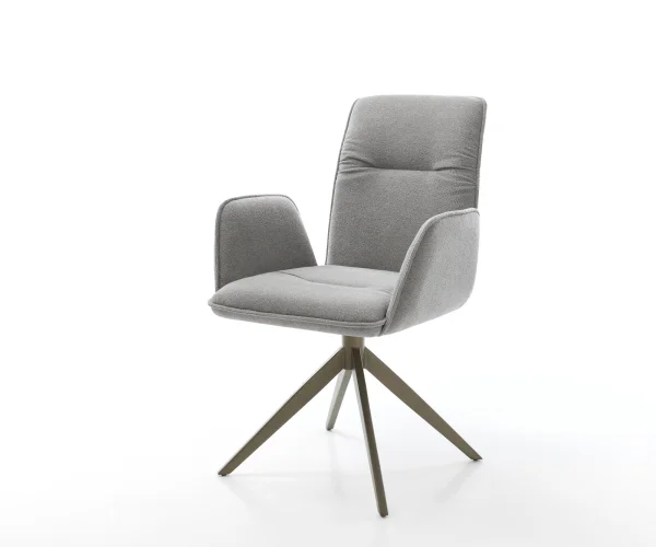 Chaise-pivotante Vinja-Flex tissu structuré doux gris pied croisé large aspect titane pivotement sur 360° fonction bascule