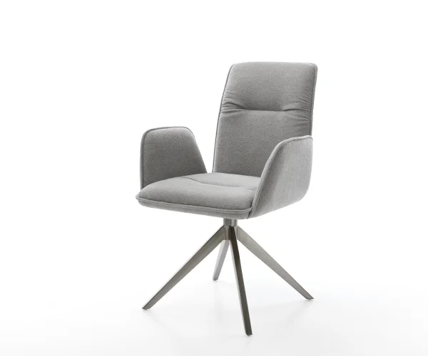 Chaise-pivotante Vinja-Flex tissu structuré doux gris pied croisé large grafiete pivotement sur 360° fonction bascule