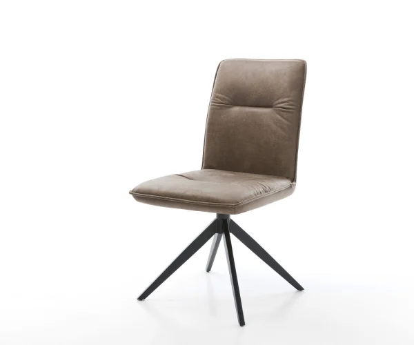 Chaise-pivotante Vinjo-Flex microvelours taupe vintage pied croisé large noir pivotement sur 360° fonction bascule