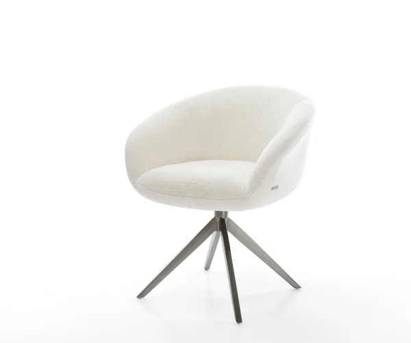 Chaise-pivotante Vinka-Flex avec accoudoirs bouclé doux beige pied croisé large grafiete pivotement sur 360° fonction bascule resorts ensachés