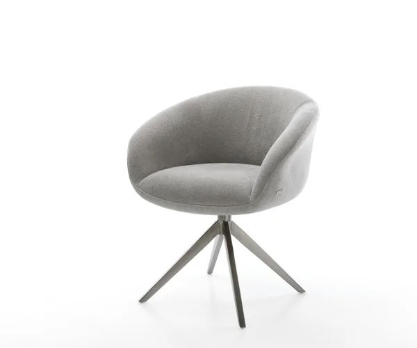 Chaise-pivotante Vinka-Flex avec accoudoirs tissu structuré doux gris pied croisé large grafiete pivotement sur 360° fonction bascule resorts ensachés