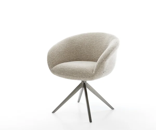 Chaise-pivotante Vinka-Flex avec accoudoirs tissu tissé doux beige pied croisé large grafiete pivotement sur 360° fonction bascule resorts ensachés