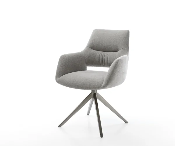 Chaise-pivotante Yago-Flex avec accoudoirs tissu structuré doux gris pied croisé large grafiete pivotement sur 360° fonction bascule resorts ensachés