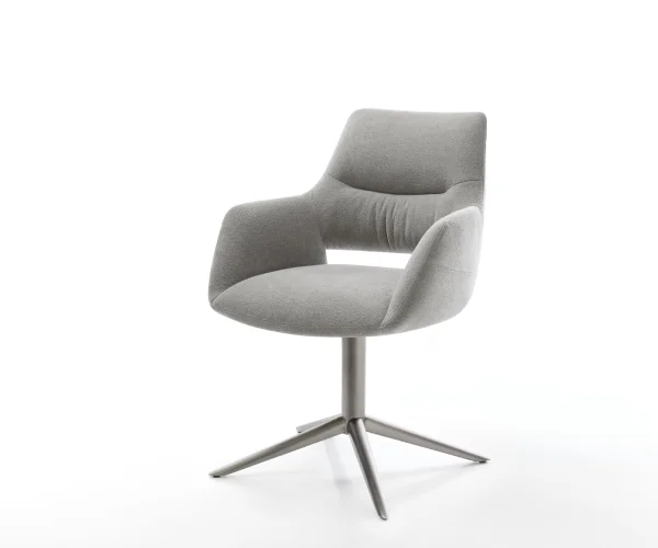 Chaise-pivotante Yago-Flex avec accoudoirs tissu structuré doux gris pied de chaise 4 branches grafiete pivotement sur 360° fonction bascule resorts ensachés