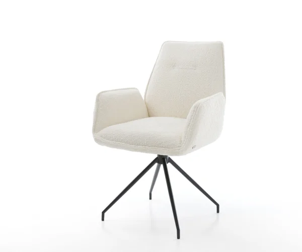 Chaise-pivotante Zoa-Flex bouclé blanc cadre croisé conique noir pivote sur 180°