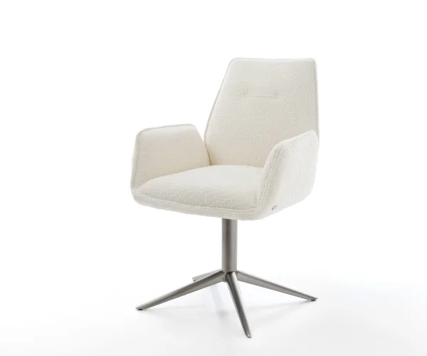 Chaise-pivotante Zoa-Flex bouclé blanc pied de chaise 4 branches grafiete pivotement sur 360° fonction bascule ressorts ensachés