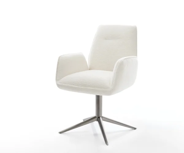 Chaise-pivotante Zoa-Flex bouclé doux beige pied de chaise 4 branches grafiete pivotement sur 360° fonction bascule resorts ensachés