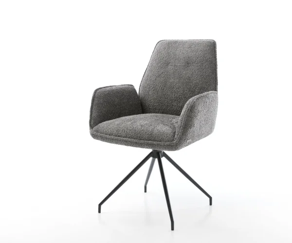 Chaise-pivotante Zoa-Flex bouclé gris cadre croisé conique noir pivote sur 180°