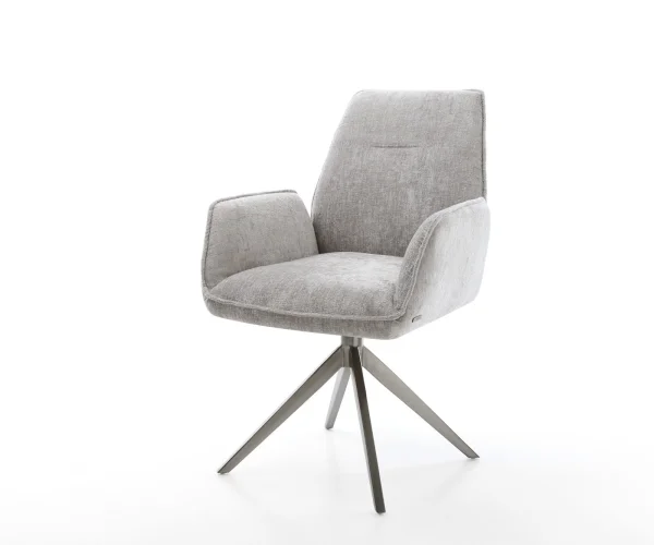 Chaise-pivotante Zoa-Flex chenille gris argenté pied croisé large grafiete pivotement sur 360° fonction bascule ressorts ensachés