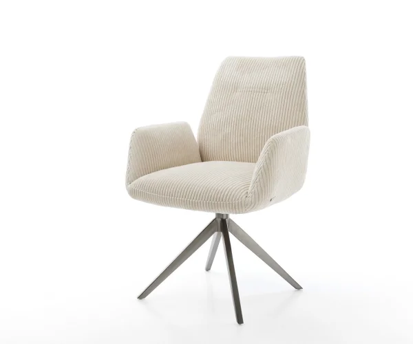 Chaise-pivotante Zoa-Flex côtelé beige pied croisé large grafiete pivotement sur 360° fonction bascule ressorts ensachés