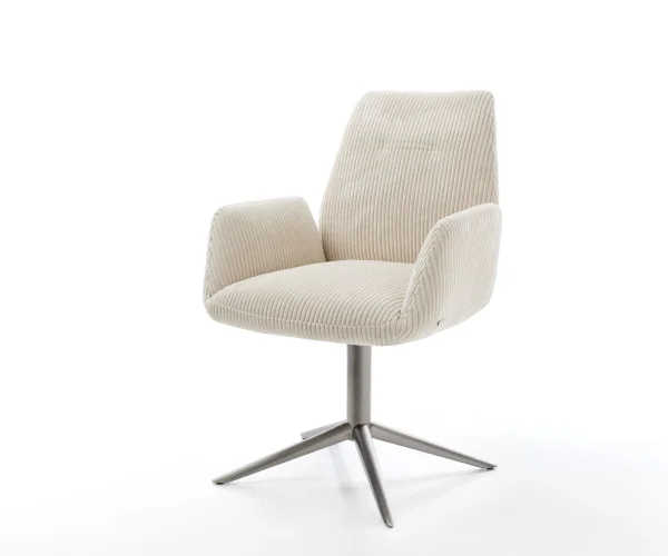 Chaise-pivotante Zoa-Flex côtelé beige pied de chaise 4 branches grafiete pivotement sur 360° fonction bascule ressorts ensachés