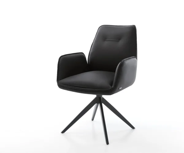 Chaise-pivotante Zoa-Flex cuir véritable noir cadre croisé large noir pivote sur 360°