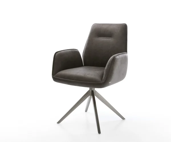 Chaise-pivotante Zoa-Flex microvelours anthracite vintage pied croisé large grafiete pivotement sur 360° fonction bascule ressorts ensachés