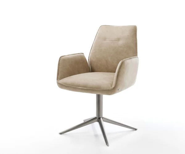 Chaise-pivotante Zoa-Flex microvelours beige vintage pied de chaise 4 branches grafiete pivotement sur 360° fonction bascule ressorts ensachés