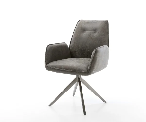 Chaise-pivotante Zoa-Flex microvelours gris antique pied croisé large grafiete pivotement sur 360° fonction bascule ressorts ensachés