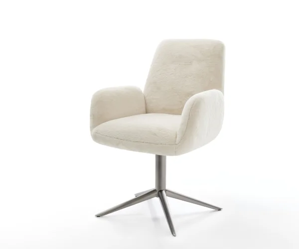 Chaise-pivotante Zoa-Flex peluche crème-blanc pied de chaise 4 branches grafiete pivotement sur 360° fonction bascule resorts ensachés