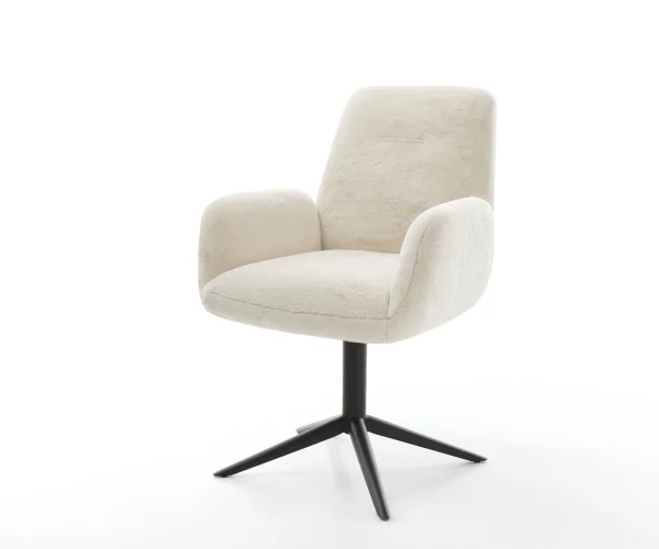 Chaise-pivotante Zoa-Flex peluche crème-blanc pied de chaise 4 branches noir pivotement sur 360° fonction bascule resorts ensachés