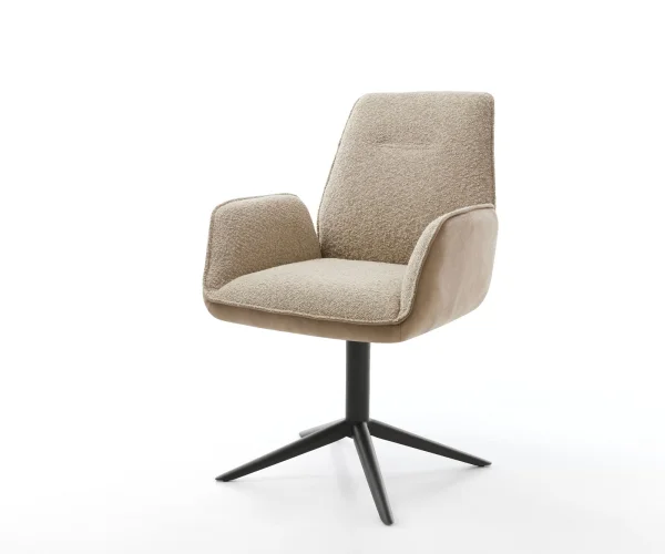 Chaise-pivotante Zoa-Flex tissu mixte couleur boue pied de chaise 4 branches noir pivotement sur 360° fonction bascule ressorts ensachés