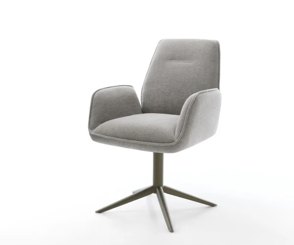 Chaise-pivotante Zoa-Flex tissu structuré doux gris pied de chaise 4 branches aspect titane pivotement sur 360° fonction bascule resorts ensachés