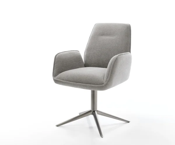 Chaise-pivotante Zoa-Flex tissu structuré doux gris pied de chaise 4 branches grafiete pivotement sur 360° fonction bascule resorts ensachés