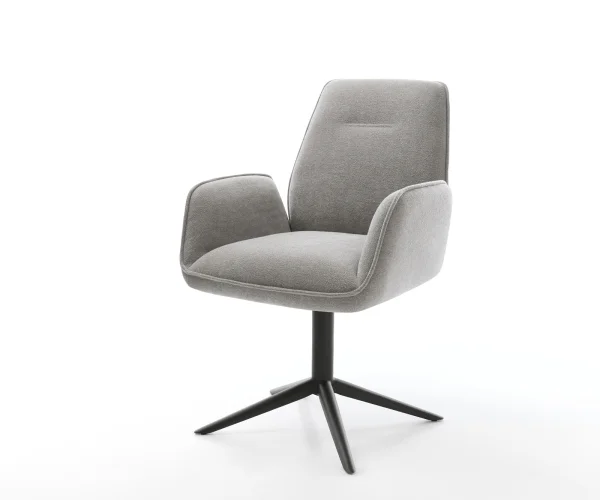 Chaise-pivotante Zoa-Flex tissu structuré doux gris pied de chaise 4 branches noir pivotement sur 360° fonction bascule resorts ensachés