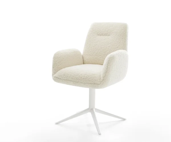 Chaise-pivotante Zoa-Flex tissu teddy beige pied de chaise 4 branches blanc pivotement sur 360° fonction bascule resorts ensachés