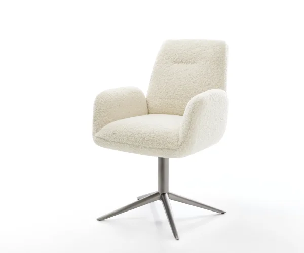 Chaise-pivotante Zoa-Flex tissu teddy beige pied de chaise 4 branches grafiete pivotement sur 360° fonction bascule resorts ensachés