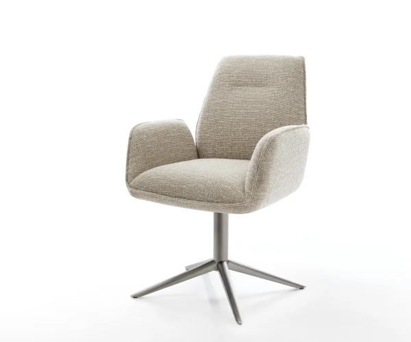 Chaise-pivotante Zoa-Flex tissu tissé doux beige pied de chaise 4 branches grafiete pivotement sur 360° fonction bascule resorts ensachés