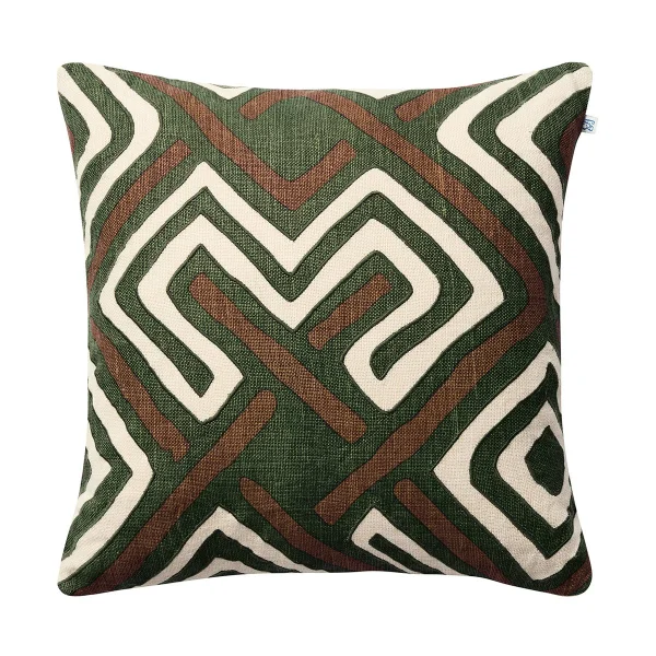 Chhatwal & Jonsson Housse de coussin Gujarat 50x50 cm Taupe-Cactus Green