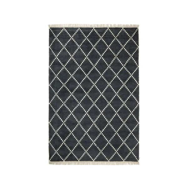 Chhatwal & Jonsson Tapis Kochi black/offwhite, bambou/soie, 230x320 cm