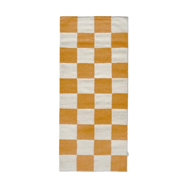 Classic Collection Tapis de couloir Squares White-yellow, 80x200 cm