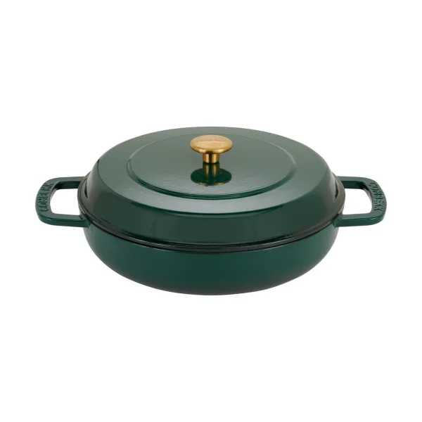 Combekk Sauteuse Combekk Enameled en fonte émaillée Ø28 cm Holly Green-gold knob