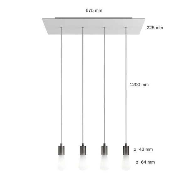 Creative Cables - lampe suspendue 4L - 67,5 x 120 cm - noir