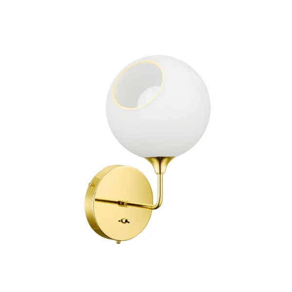 DESIGN BY US - Applique murale Ballroom Short, blanc/doré, interrupteur