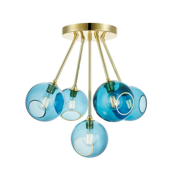 DESIGN BY US - Suspension Ballroom Molecule bleue, à 5 lampes