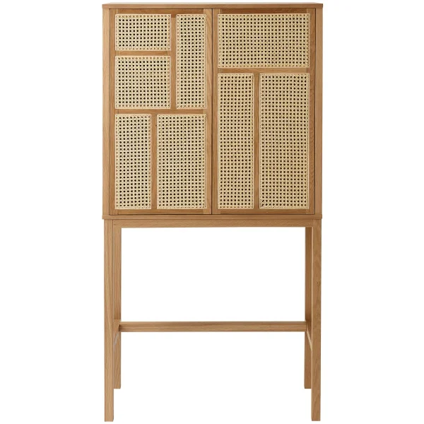 Design House Stockholm Cabinet vitré Air chêne, rotin