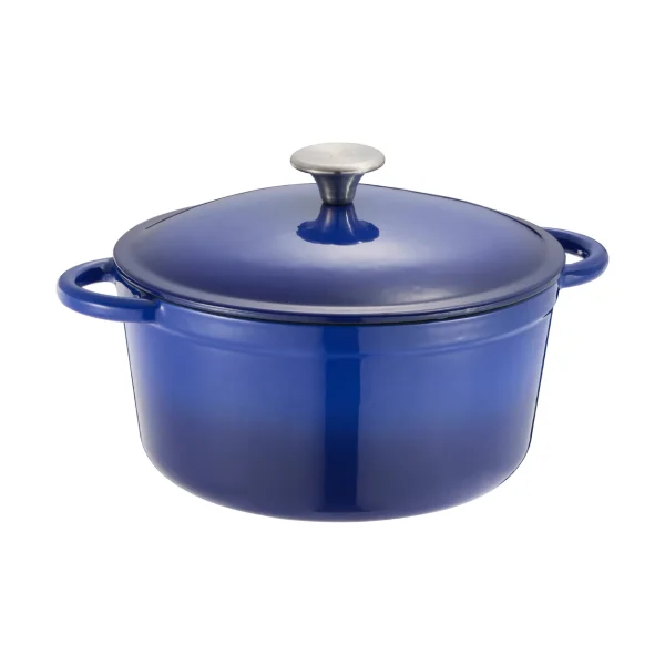 Dorre Cocotte ronde en fonte Gretl avec bouton en acier inoxydable 4 L Bleu