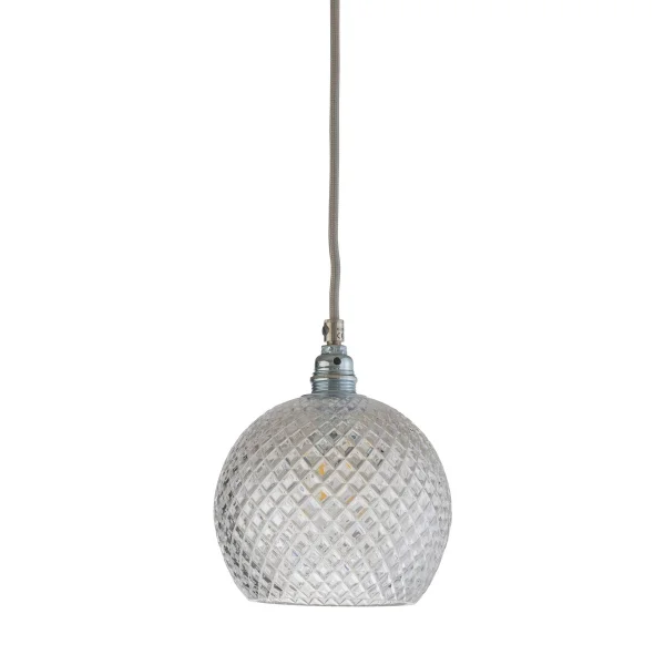 EBB & FLOW Lampe à suspension Rowan Chrystal Ø 15,5 cm Small check avec câble argenté