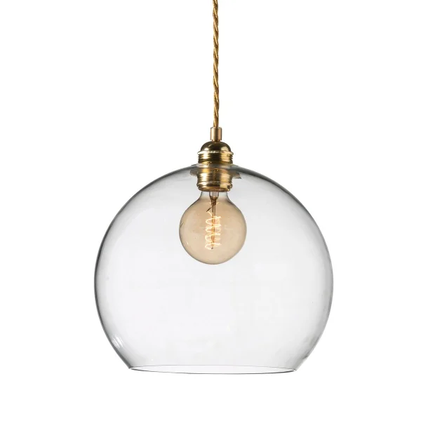 EBB & FLOW Lampe à suspension Rowan L, Ø 28 cm transparent avec cordon doré